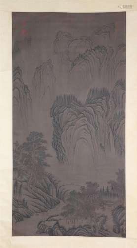 A CHINESE PAINTING OF MOUNTAINS LANDSCAPE