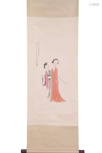 A CHINESE PAINTING OF FIGURE STORY