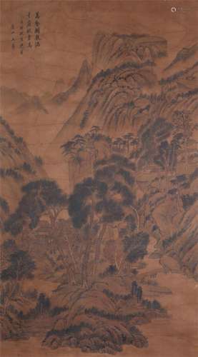 A CHINESE PAINTING OF MOUNTAINS LANDSCAPE