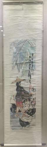 A CHINESE PAINTING OF FIGURE STORY