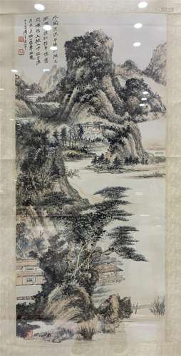 A CHINESE PAINTING OF MOUNTAINS LANDSCAPE