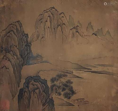 A CHINESE PAINTING OF MOUNTAINS LANDSCAPE