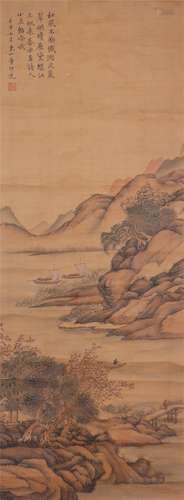 A CHINESE PAINTING OF MOUNTAINS LANDSCAPE