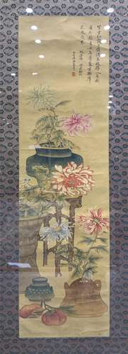 A CHINESE PAINTING OF FLOWERS