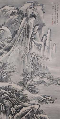 A CHINESE PAINTING OF MOUNTAINS LANDSCAPE