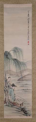 A CHINESE PAINTING OF FIGURE STORY