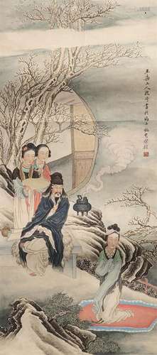 A CHINESE PAINTING OF FIGURE STORY