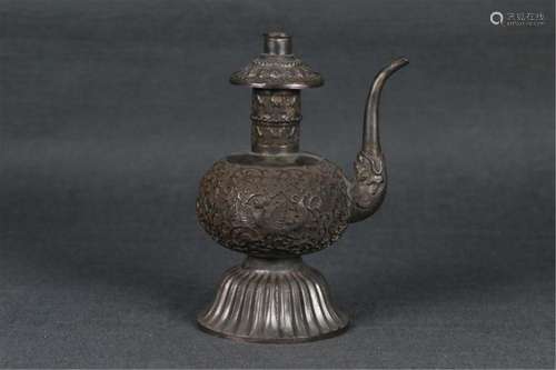 A CHINESE SILVER WINEPOT