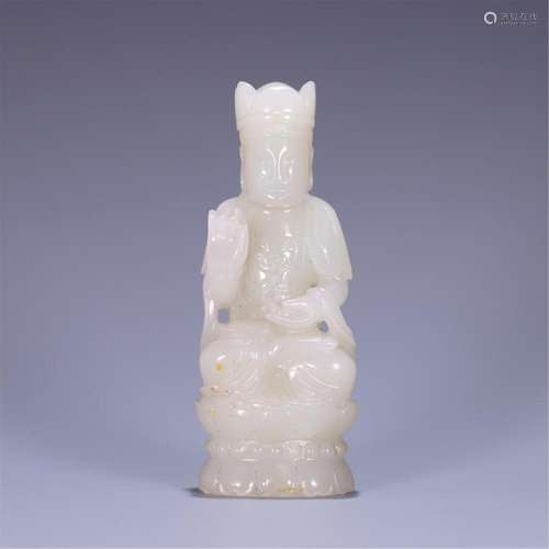 A CHINESE JADE FIGURE OF BUDDHA STATUE