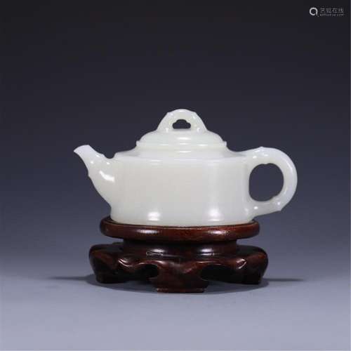 A CHINESE WHITE JADE TEAPOT