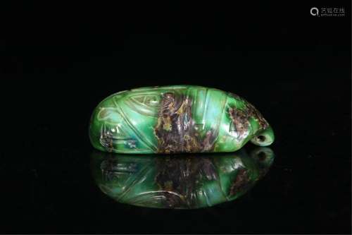 A CHINESE TURQUOISE CARVED PIECE