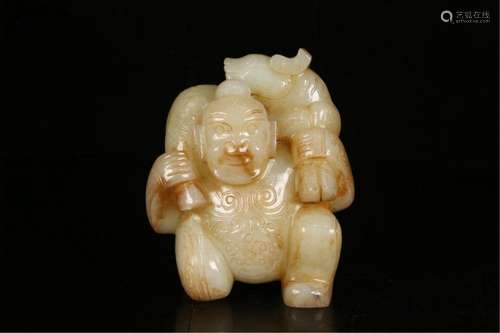 A CHINESE JADE FIGURE CARVED PIECE