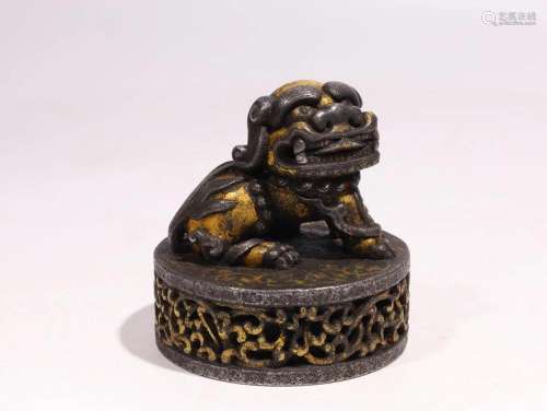 Qing Dynasty - Gilt Iron Lion Seal