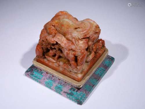 Qing Dynasty - Shoushan Soapstone Four Auspicious Beast