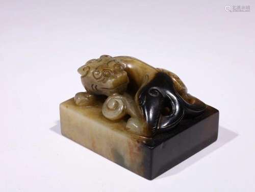 Hetian Jade with Russet Skin Chilong Seal