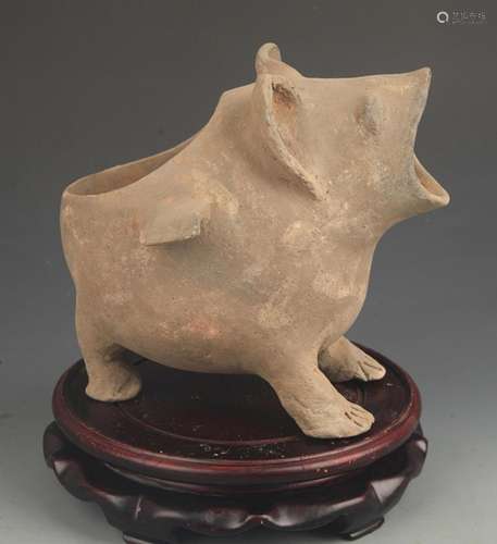 RARE MA JIA KILN CULTURE PIG STYLE POTTERY JAR