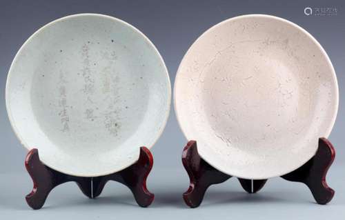 PAIR OF BLUE, WHITE COLOR PORCELAIN PLATE