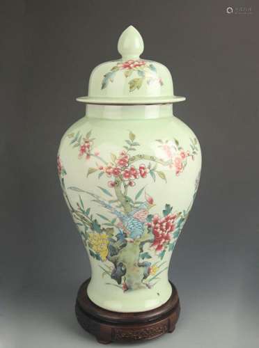 FAMILLE ROSE CHICKEN AND PEONY PATTERN GENERAL TYPE PORCELAI...