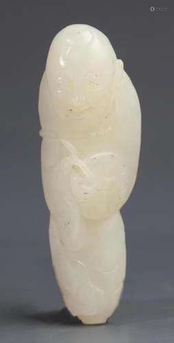 A "ZHONG DAO IMMORTAL" CARVING WHITE JADE PENDANT