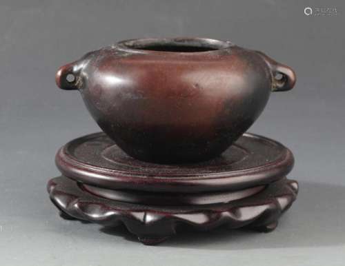 A ROUND ANIMAL EAR BRONZE CENSER