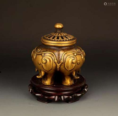 A BRONZE ELEPHANT FOOT BRONZE AROMATHERAPY BURNER