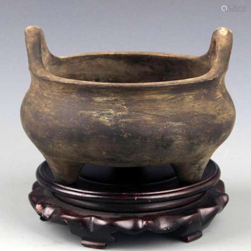 A DOUBLE EAR BRONZE CENSER