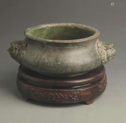 REAR DOUBLE LION EAR GUI STYLE BRONZE CENSER