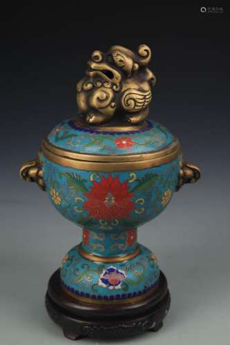 RARE BRONZE CLOISONNE ENAMEL AROMATHERAPY BURNER