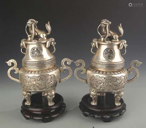 PAIR OF FINELY CARVED BRONZE AROMATHERAPY