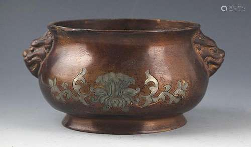 A FINELY CARVED ROUND BRONZE CENSER