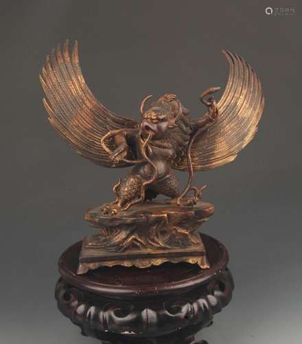 RARE TIBETAN BUDDHISM BRONZE GARUḶA STATUE