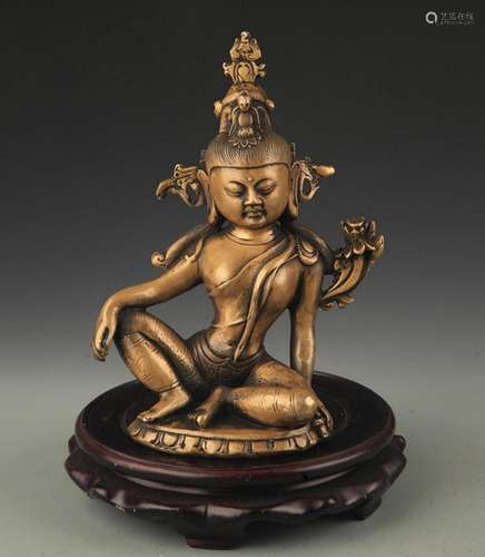 A TIBETAN BUDDHISM BRONZE INDRA STATUE