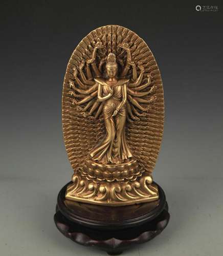 A BRONZE TIBETAN BUDDHISM THOUSAND HAND GUAN YIN STATUE