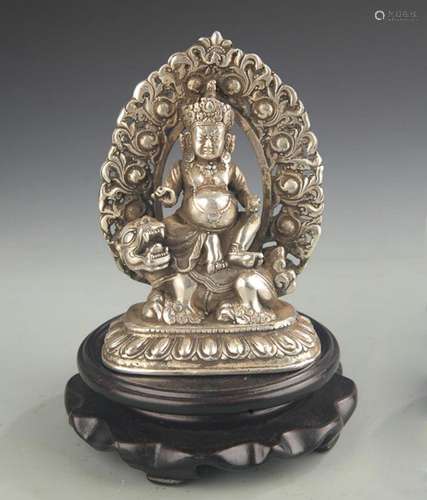 TIBETAN BUDDHISM BRONZE VAISRAVANA STATUE