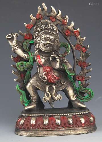 A COLORED BRONZE STATUE IN VAJRADHARA