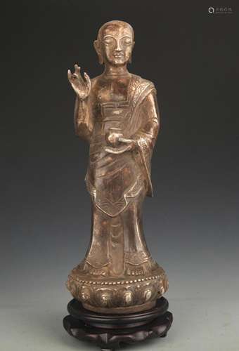 A SILVER COVERED VENERABLE RELIC STATUE