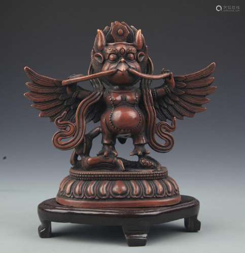 RARE FINE BRONZE TIBETAN BUDDHISM GARUḌA STATUE