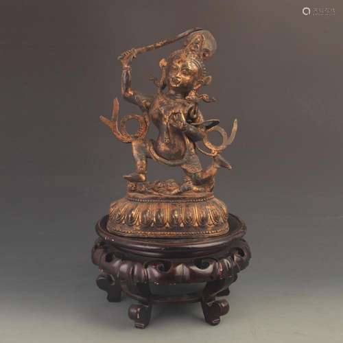 RARE GOLD GILT BRONZE GUAN YIN STATUE