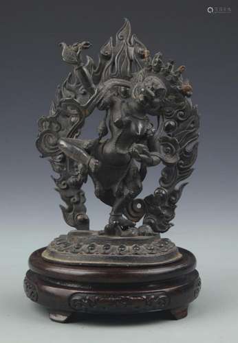 A RARE FINE YAMANTAKA BRONZE FIGURE