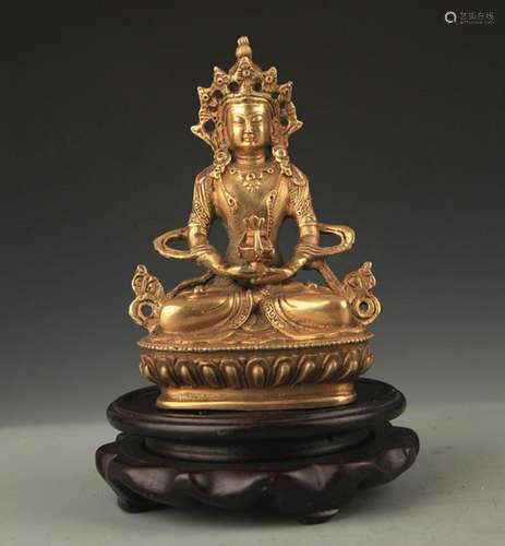 TIBETAN BUDDHISM BRONZE IMMEASURABLE LIFE BUDDHA