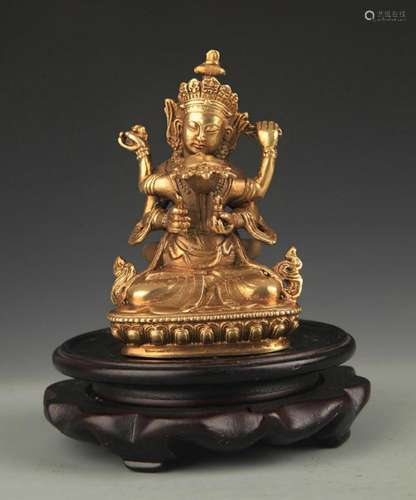 A BRONZE TIBETAN FIGURE OF HAPPINESS BUDDHA