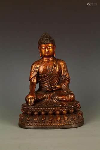 LARGE BRONZE AKSHOBHYA BUDDHA FIGURE