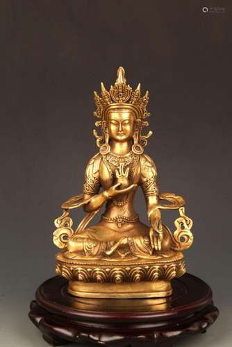 FINELY CARVED TIBETAN VAJRASATTVA BUDDHA