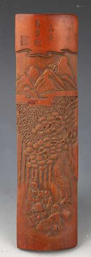 A FINELY CARVED BAMBOO ARMREST