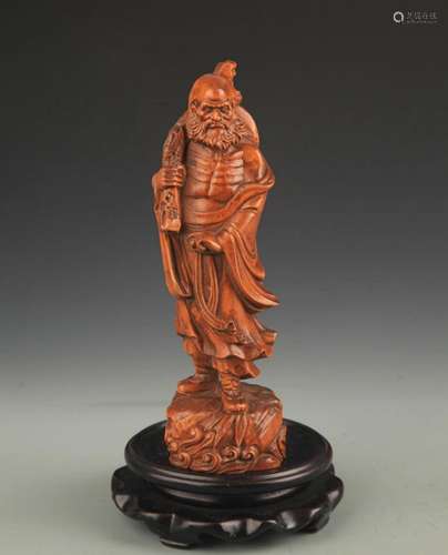 BOXWOOD MADE BODHIDHARMA FIGURE