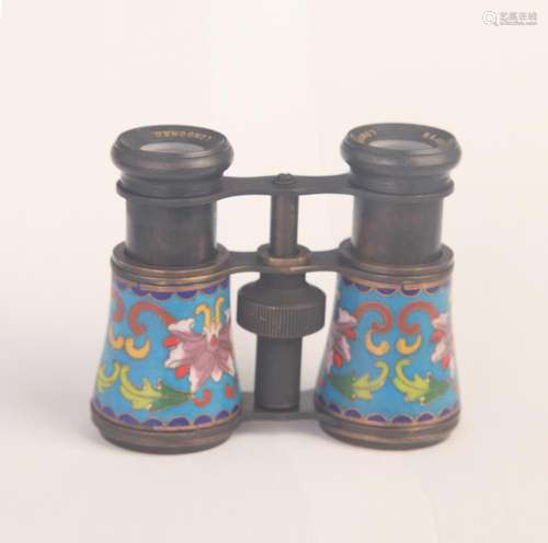 REAR WESTERN STYLE CLOISONNE ENAMEL BRONZE TELESCOPE