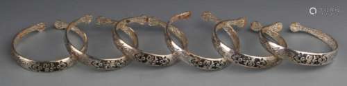 GROUP OF FINE SILVER PLATED CHINESE BANGLE