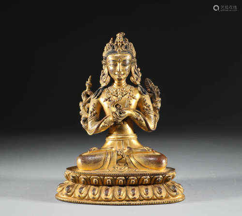 明代 銅鎏金彌勒佛造像