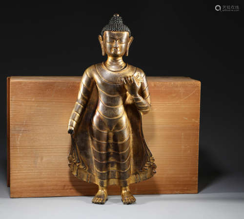 清代 銅鎏金釋迦摩尼佛造像
