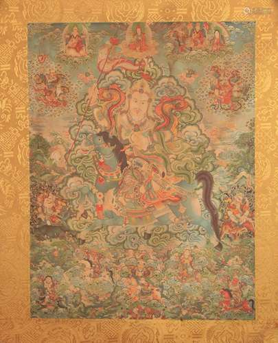 A FINE TIBETAN THANGKA "PALDEN LHAMO" ON PAPER